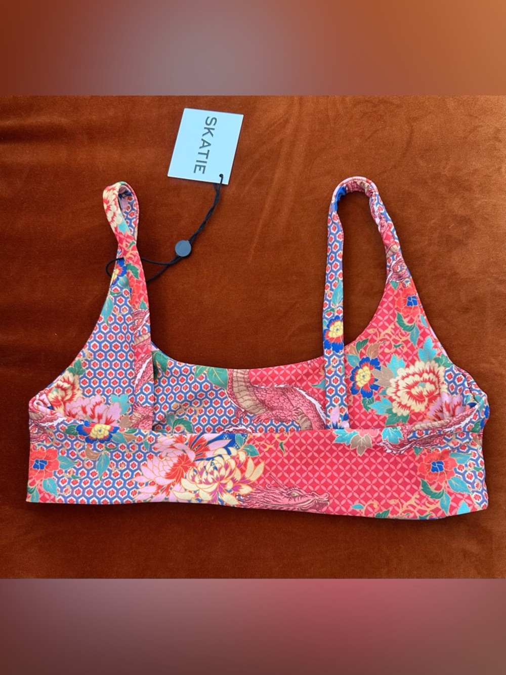 Skatie Swim Los Angeles NWT 3 Piece Swim Set Dragon Flowers Size Small - Picture 5 of 11